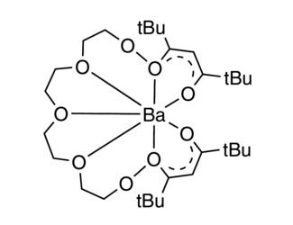 Bis(2,2,6,6-tetrametyl-3,5-heptanedionato)barium tetraglyme adduct Chemical Structure